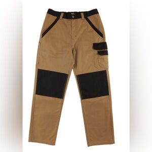 Brown Cargo Pants with Black Reinforced Panels - Men's Utility Style
